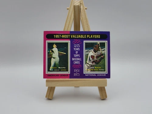 Mickey Mantle & Hank Aaron 1975 Topps Mini #195 Most Valuable Players MLB