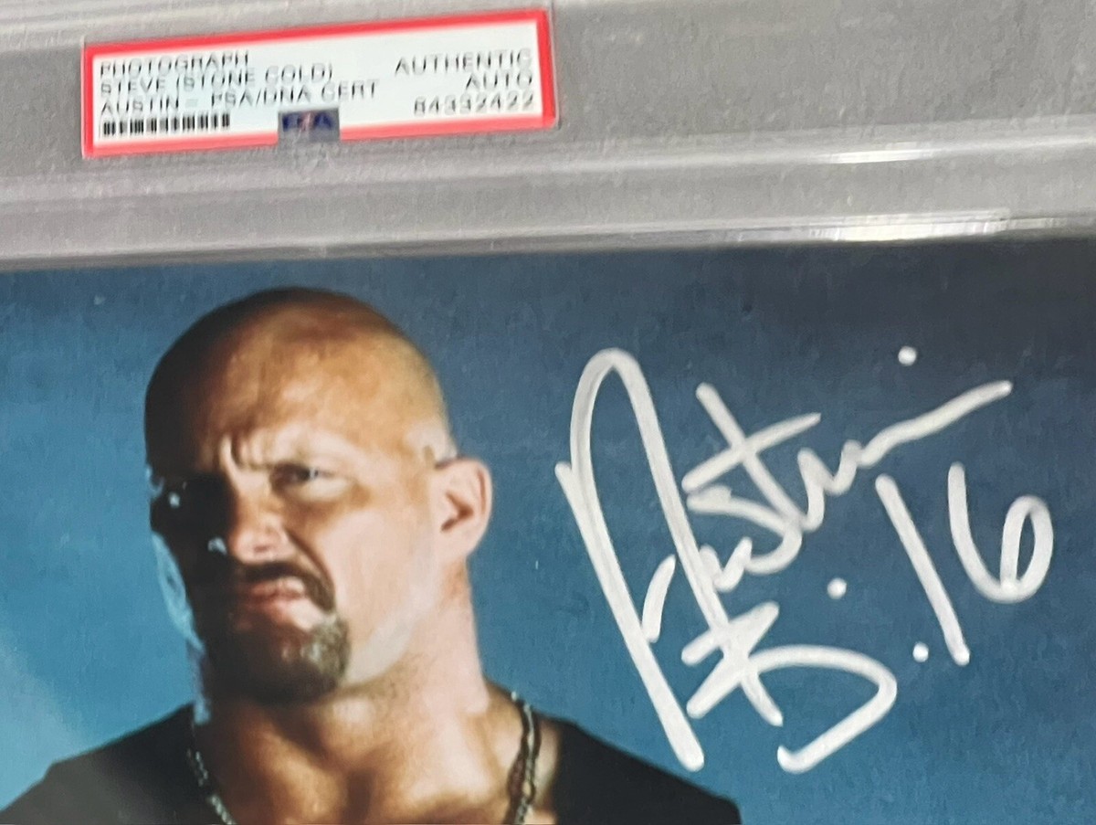 WWE STONE COLD SIGNED 8X10 PHOTO ENCAPSULATED BY PSA WITH COA 3
