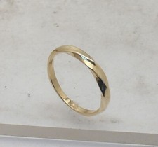 3D Size 7 Unique Twisted Top Band Ring Real Solid 14K Yellow Gold
