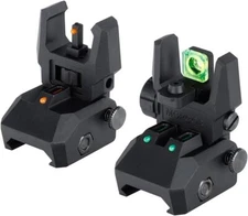 2X Fiber Optics Flip Up Sights Foldable Front Rear Sight Mount Rail