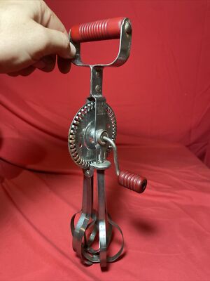 Vintage Ecko Wood Handled High Speed Hand Beater Excellent
