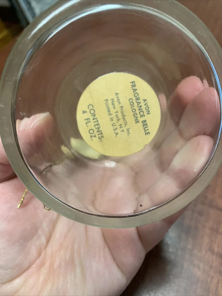 Vintage Avon Fragrance Bell Rapture Cologne Empty 5" Tall Glass Bottle W Label - Image 2 of 3