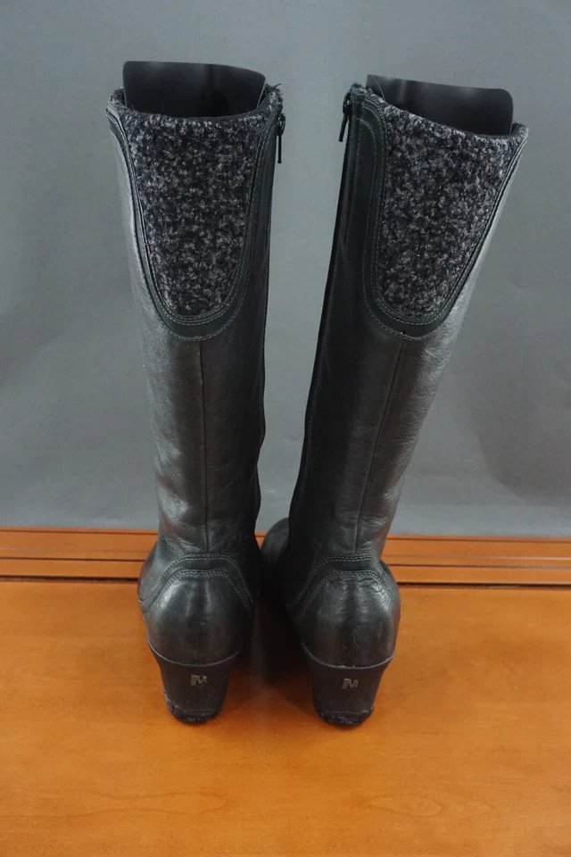 Merrell Larkspur Mujer 9.5 Zapato Cuero Negro Cremallera Hasta la Rodilla Bota de Invierno Foto 4 de 4