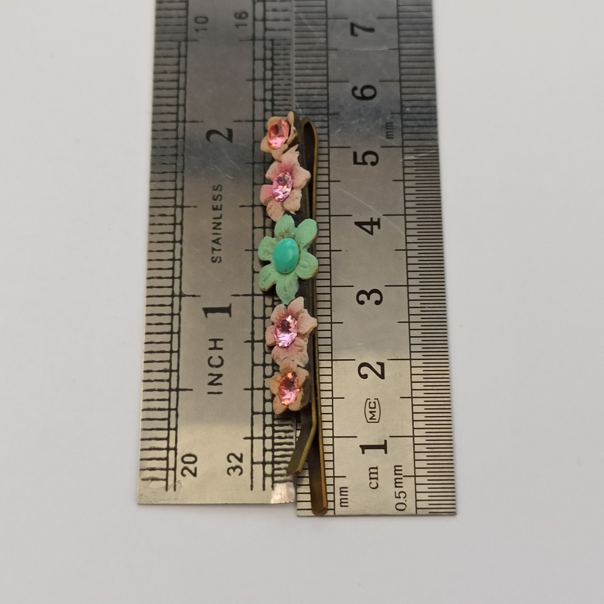 Authentic Michal negrin Green and pink Floral crystals hair clip barrette Michal Negrin Hairpin Barrette Romantic Colorful Flower  main image 4