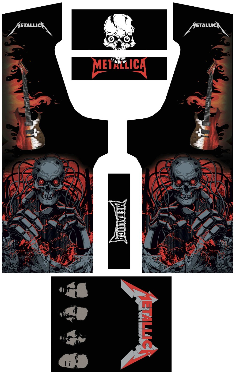 Stickers Metallica borne d'arcade anti-rayures pour protéger les flancs en bois