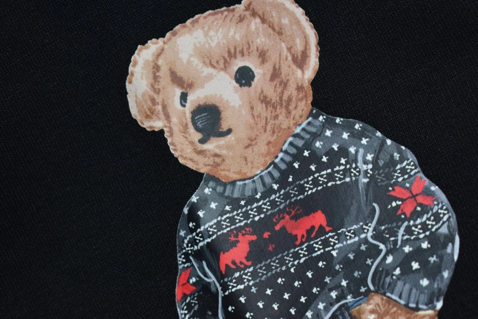 NWT Polo Ralph Lauren Sz XL 16 Girls Black Short Dress Bear Long Sleeves Pockets - Image 4 of 4