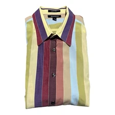 Brandini Casual Button-Down Shirt Vertical Pattern 100% Cotton Men's Size XL