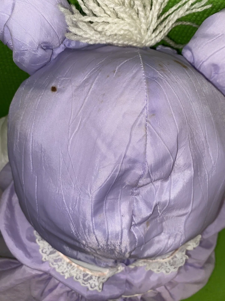 VTG 1987 FISHER PRICE PLUSH PUFFALUMP PIG IN PURPLE DRESS, LAVENDER & PINK EUC - Image 4 of 4