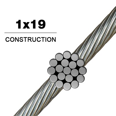 316 Stainless Steel Cable Wire Rope 1/4'' 1x19 for DIY Decking Railing System