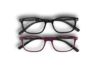 Foster Grant ''Doubles'' Delaney Black/Fuchsia Reading Glasses +1.25 NEW!!