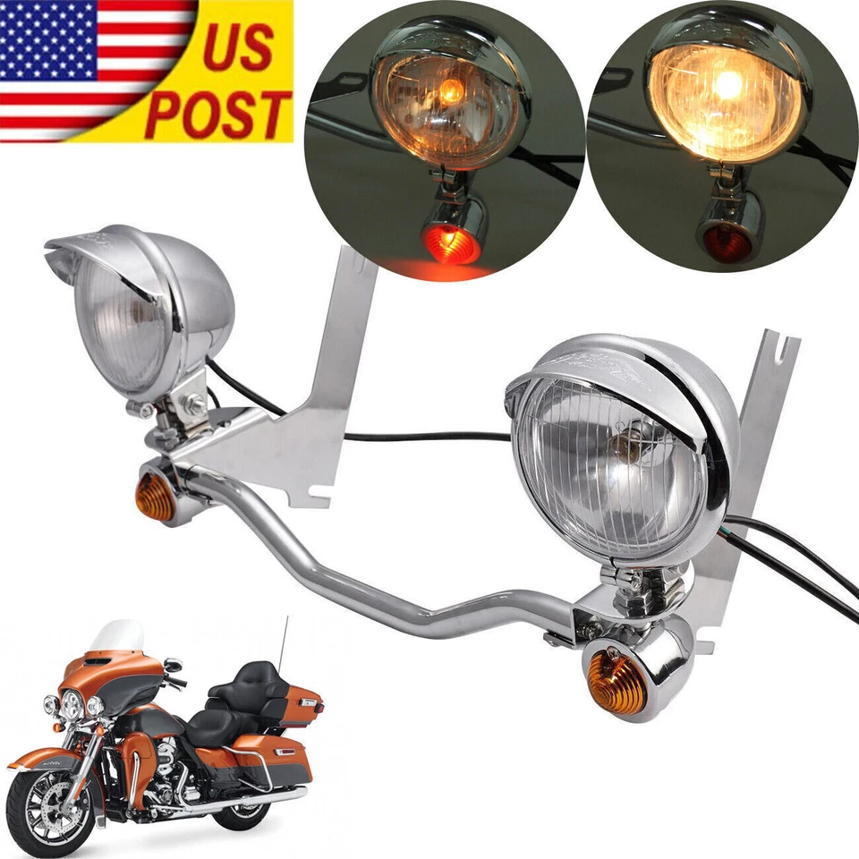 Motorcycle Passing Driving Spot Fog Lamp Turn Signal Light For Harley Touring - Imagem 2 de 4