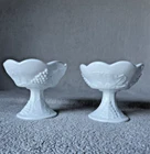 Vintage Indiana Glass Grape Harvest Milk Glass Candlestick Holders (set of 2)