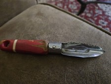 Vintage Chief Stainless Steel Red Wood Handle Potato Peeler Cutter Corer