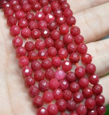 6mm Faceted Red Jade Round beads Gemstone Loose Beads 15" Strand