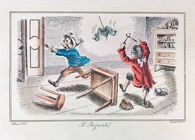 Il Iaziente Hand Colored Dentistry Engraving c 1900