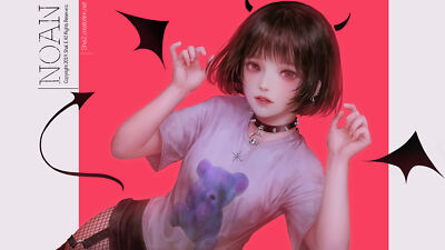 Anime girls shal e brunette collar piercing short playmat gaming mat