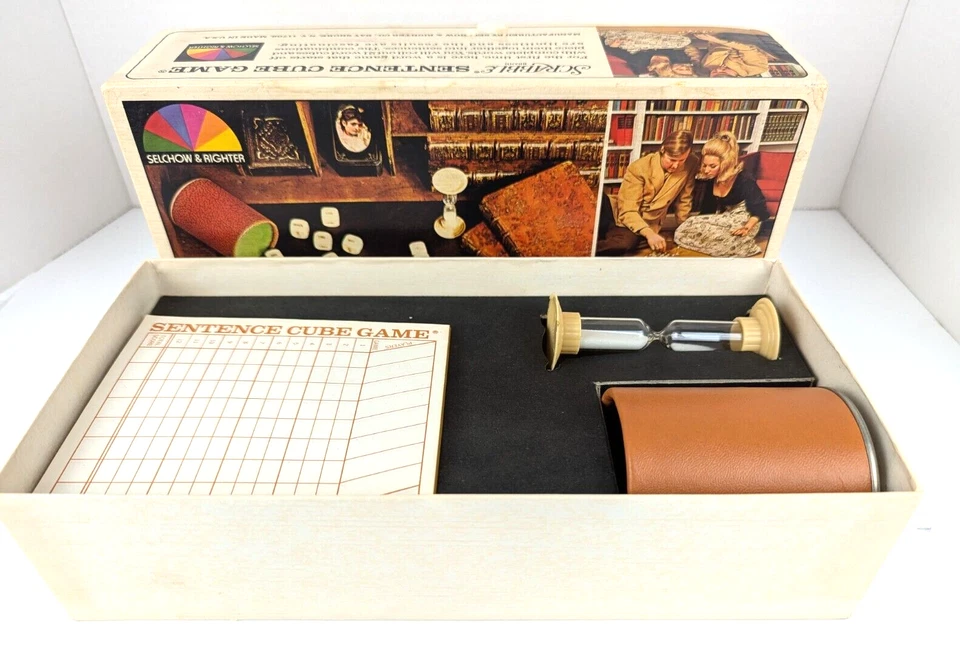 Scrabble Sentence Cube Game Vintage 1971 Selchow & Righter Free Shipping - Image 2 of 4