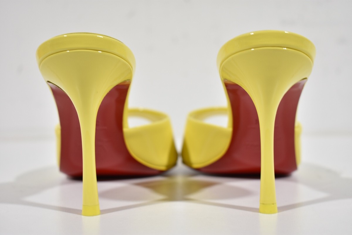 Christian Louboutin Me Dolly 85 Piou Yellow Backless Sandal Mule