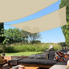 Sun Shade Sails Canopy Rectangle Sun Shade UV Blcok Backyard Deck Outdoor Beige