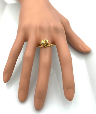 Bague Solitaire Or 18 Carats Avec Diamant 0.08 Ct - Taille 65, 4,30 G, Parfait état