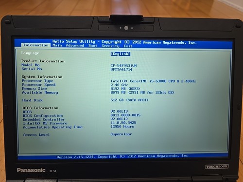 Panasonic Toughbook CF-54 14.1" Touch 2.4 Core i5-6300U 8GB 512GB SSD Win 10 Pro - Picture 4 of 12