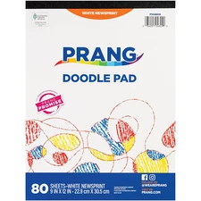 Prang (Formerly Art Street) Doodle Paper Pad, White, 9" x 12", 80 Sheets