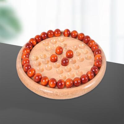 Holz Solitär Brettspiel Komplettset mit 33 Schachfiguren Klassik Vintage