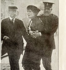 1914 Emmaline Pankhurst Suffragette Arrested London Police WW1 Ephemera Activist