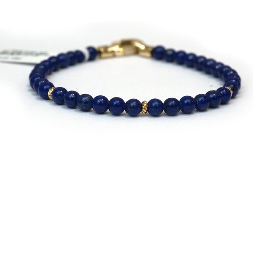 New DAVID YURMAN Ladies 4mm Spiritual Bead Bracelet in Lapis and 14K Gold Small - Picture 4 of 8