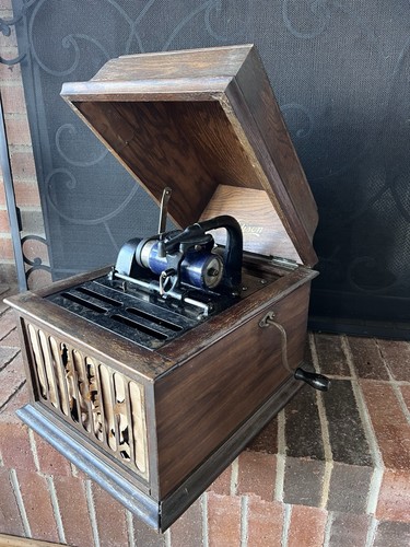Antique Edison Cylinder Model #15 Phonograph Wooden Working Rare Radio