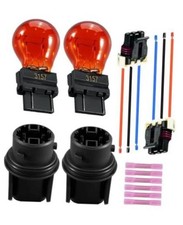 Front Turn Signal Bulb Socket and Pigtail Harness Kit with 3157 Bulbs