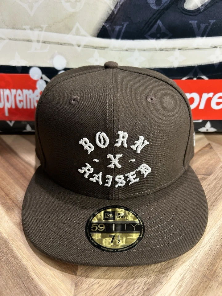Exclusivo de New Era Born X Raised God Live The Homies marrón ajustado 7 1/2 Grial Foto 3 de 3