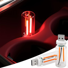 2 PCS Car USB Lights, Plug-In Retro Car Atmosphere Lamp with Touch Dimmable, Por