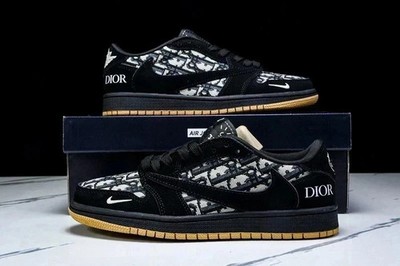 Jordan 1 Low x Travis Sc0tt Monogram Noir Black Men's ALL Size US 7-12 NEW