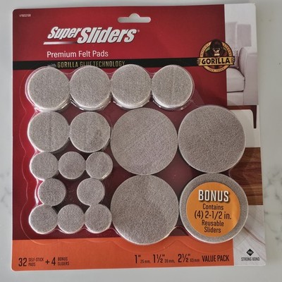 2 x 36 pack of Super Sliders Premium Felt Pads for Furniture / floor protection
