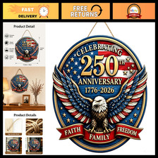 250th Anniversary Eagle Door Sign - USA Freedom Wreath for 4th of July Decor