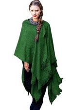 Scialle donna celtico Ruana verde smeraldo irlandese tessuto a mano 85%...
