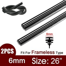 2PCS 26'' 6mm Car Windshield Wiper Blades Refill Frameless Replacement Strips
