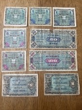 1/2, 1, 5, 10, 50, 100 Mark 1944 Milit&auml;rbeh&ouml;rde Banknoten