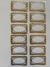 Antique Victorian 12 unused embossed floral table name place card with gold