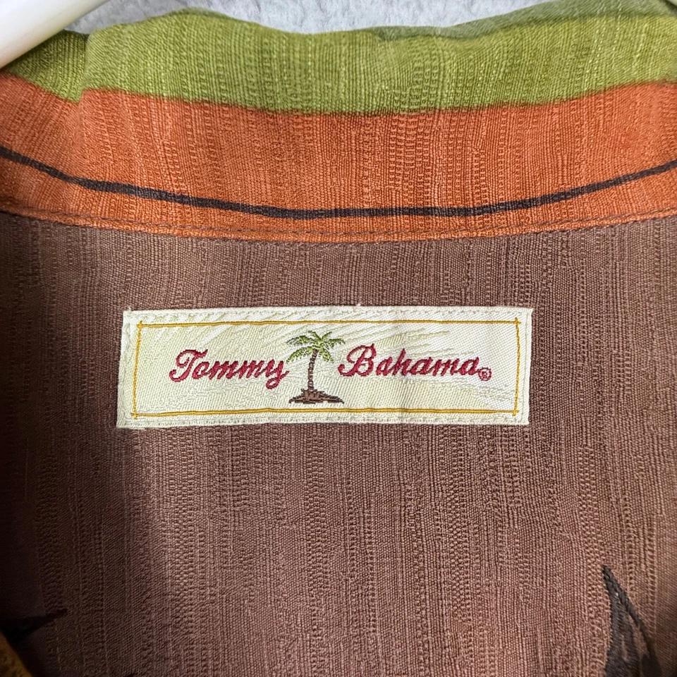 Tommy Bahama Mens Silk Hawaiian Shirt Paradise Palm Bird Paradise Print Size L - Image 3 of 4