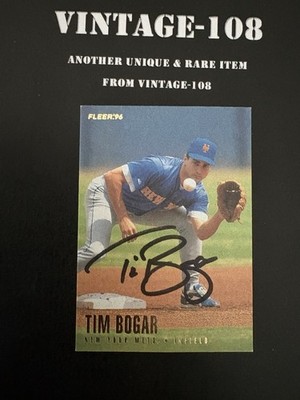 Beautiful 1996 Fleer #473 Tim Bogar New York Mets Signed Auto!