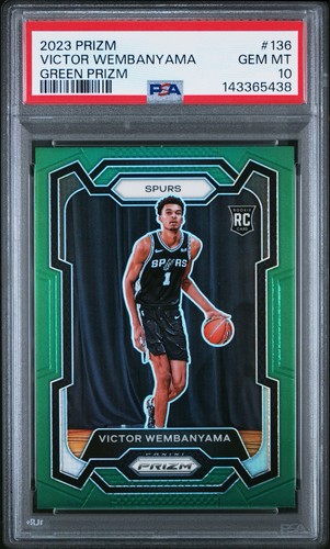 2023-24 Panini Prizm - Victor Wembanyama #136 Green Prizm (RC) PSA 10 GEM MT