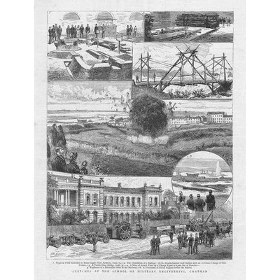 CHATHAM Kent Szenen an der Schule für Militärtechnik - antiker Druck 1882
