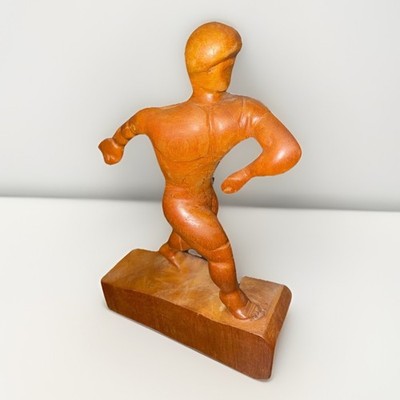 Vintage MCM Wood Discus Thrower Statue Mid Century Athlete Sculpture 13