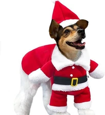 Christmas Dog Santa Costume Outfit, Xmas Puppy Santa Claus Clothes Suits Hat for