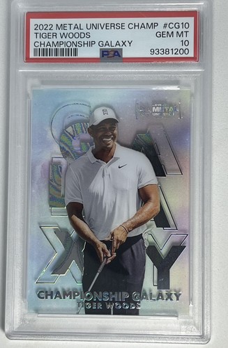 2022 Skybox Metal Universe #CG10 Tiger Woods SSP Championship Galaxy PSA 10 