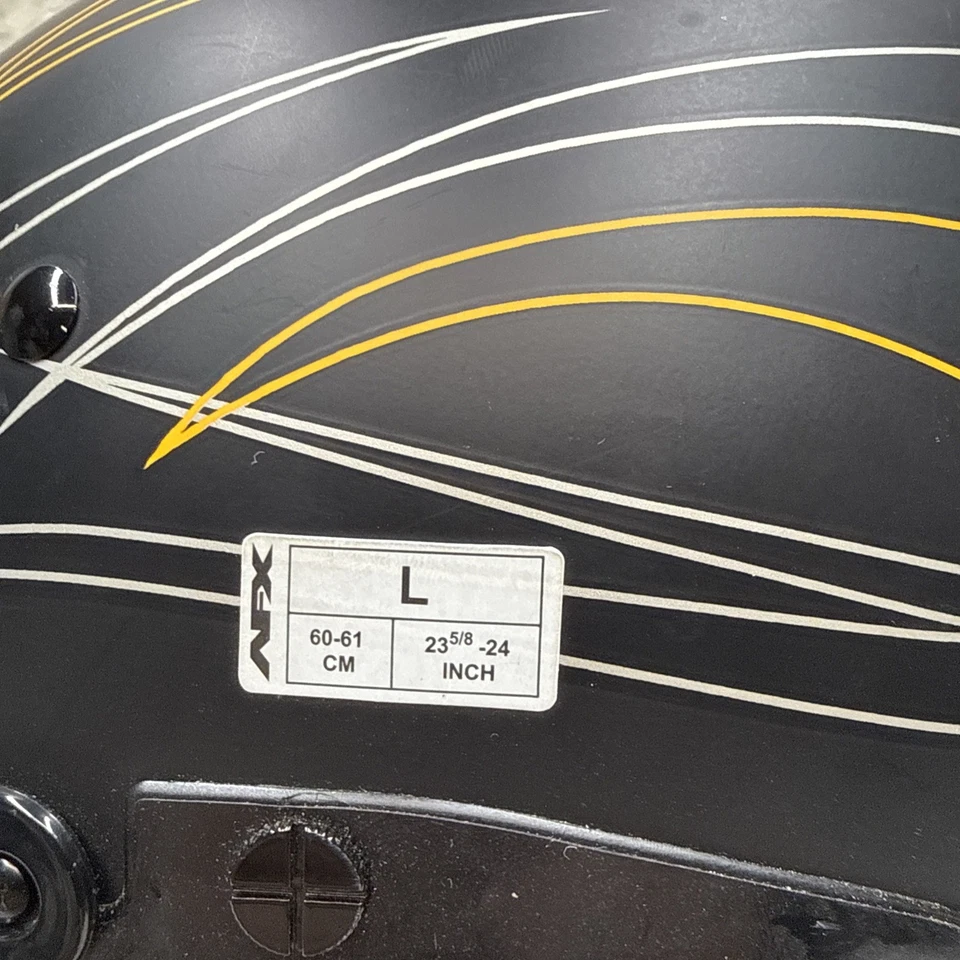 Casco AFX FX-200 negro con rayas naranjas/plateadas - Lg 60-61 cm 23 5/8 - 24 pulgadas Foto 3 de 4