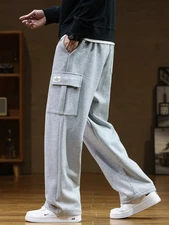 2023 Autumn New Sweatpants Men Multi-Pockets Drawstring Cotton Casual Track Pant