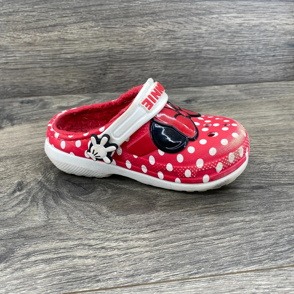 Crocs Disney Mickey Minnie Mouse Polka Dot Clogs Shoes Kids' Size 8C Red White - Image 2 of 4
